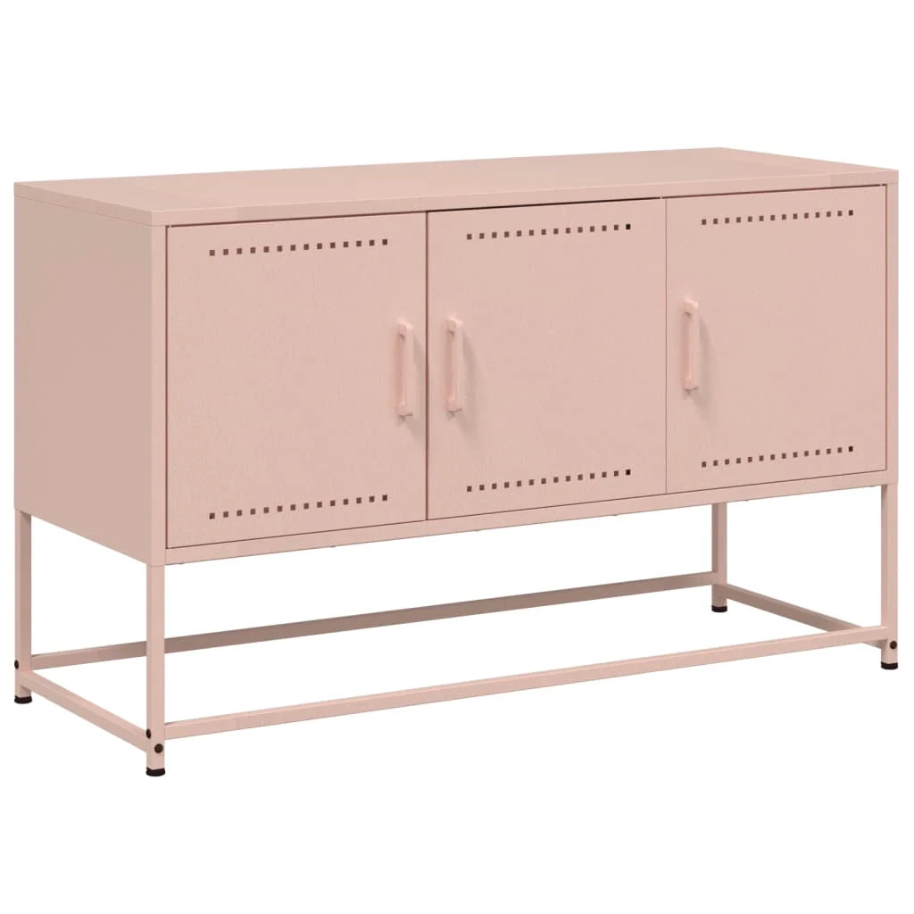 Mobile TV multimediale mensola TV credenza TV sala da pranzo soggiorno camera da letto rosa 100,5 x 39 x 60,5 cm acciaio rosa 02_0028285