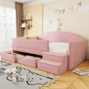 LETTO imbottito 90x190 cm Rosa con 2 cassetti e scaletta