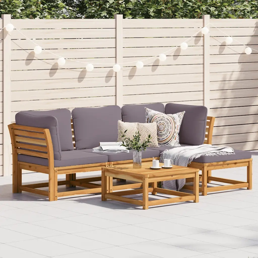 Set Salotto da Giardino 5 pz con Cuscini Legno Massello Acacia 3214309
