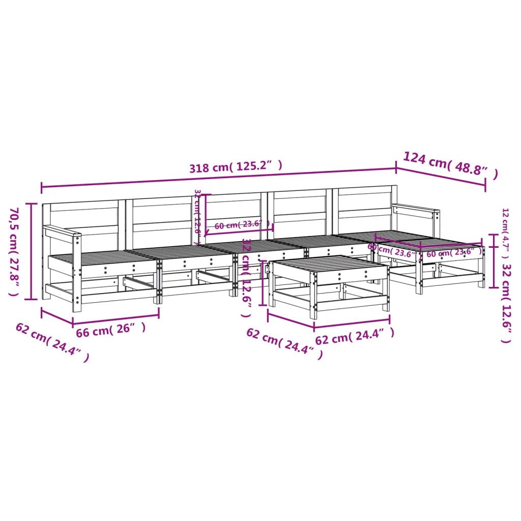 Set Salotto da Giardino 7 pz in Legno Massello di Douglas 3186422