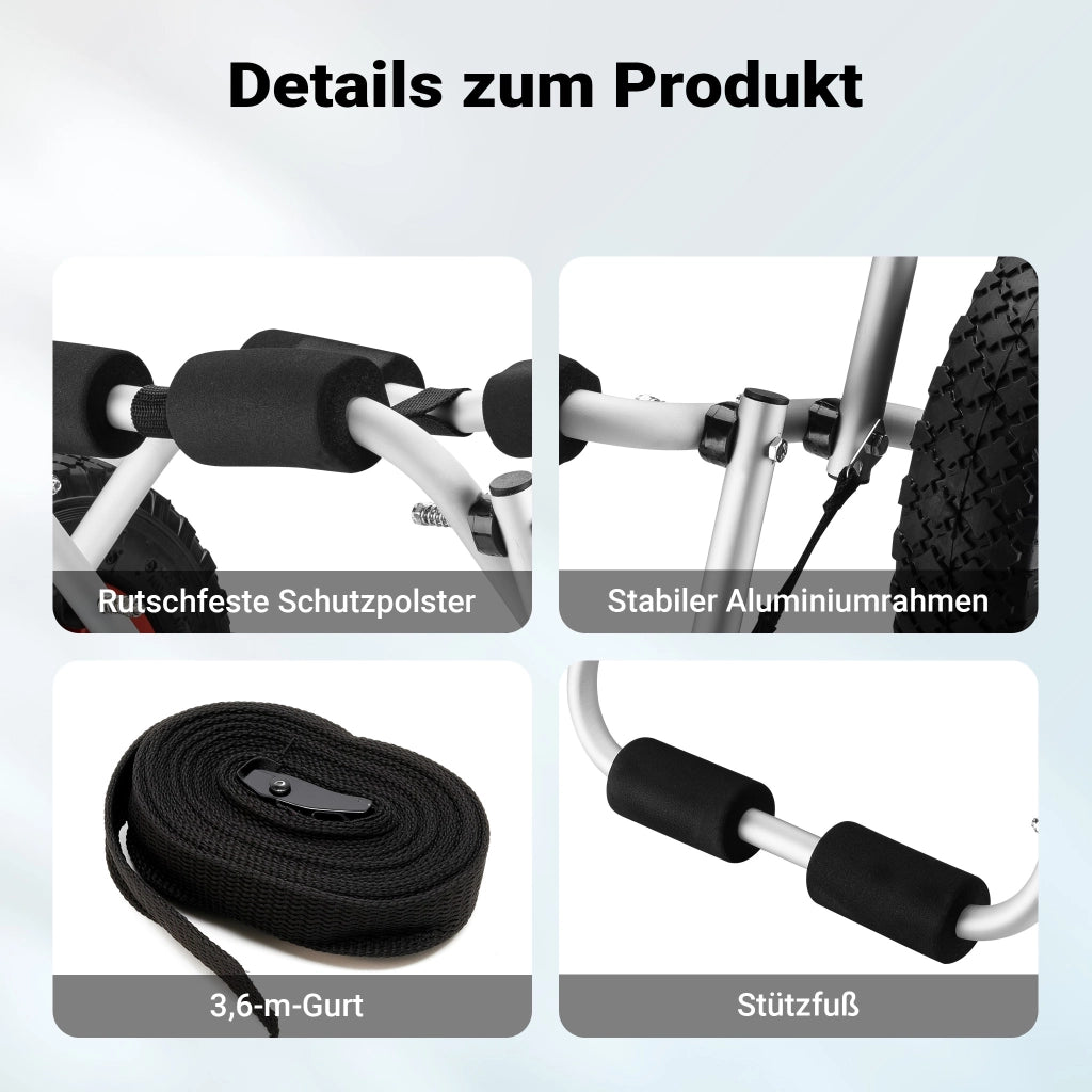Carrello da trasporto pieghevole per kayak In alluminio Max 45 kg Per canoe e simili imbarcazioni