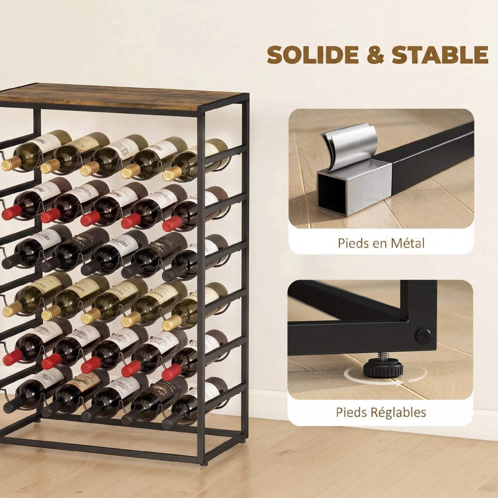 Scaffale per vini 6 livelli ¨C zephmum ¨C 59x30x88,5cm marrone rustico stile industriale