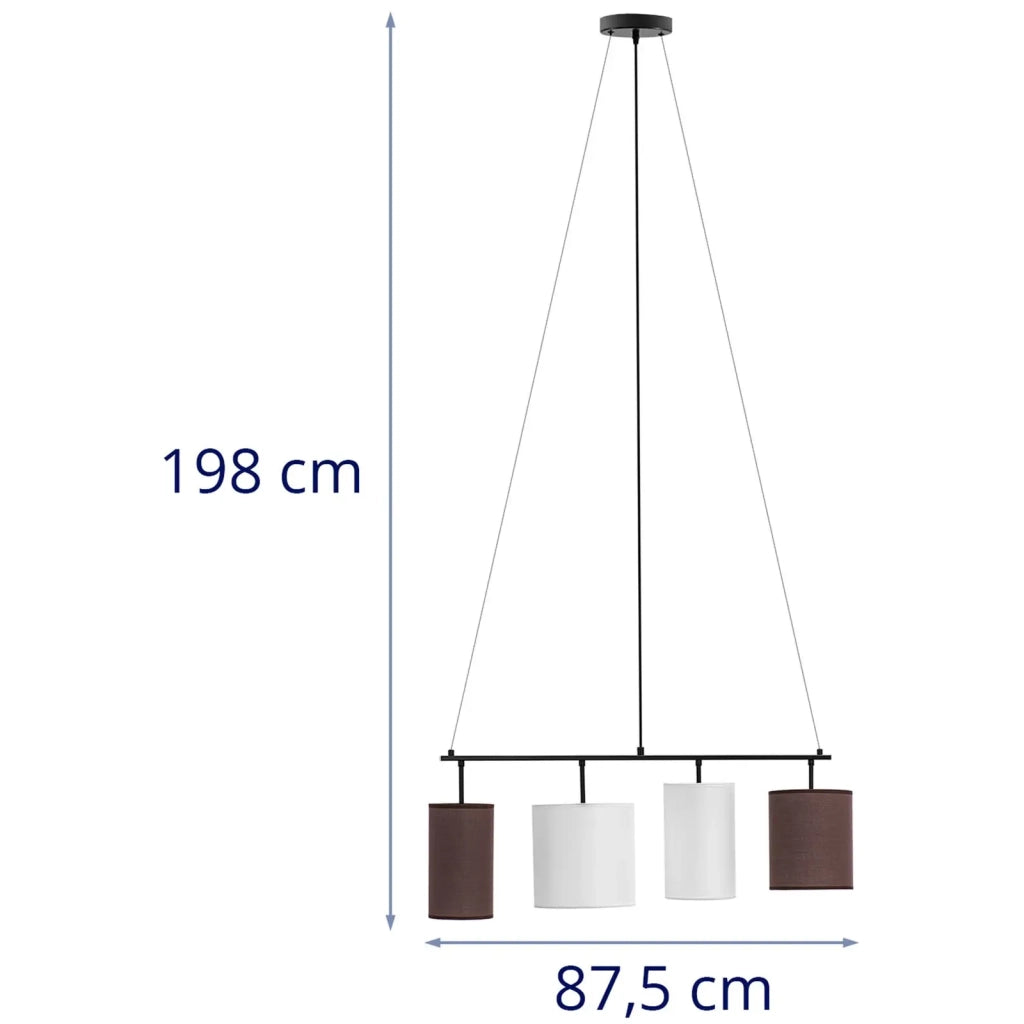 Plafoniera con 4 lampadine paralume in tessuto ferro tessuto nero marrone bianco 14_0009524