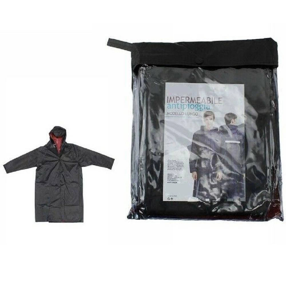 Trade Shop - Giacca Mantella Lunga Impermeabile Pvc Lungo Anti Pioggia Con Cappuccio 59019 -