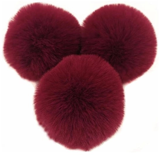 10 pezzi di piume di coniglio in plastica 8 cm, pompon, per decorazione di cappelli e accessori, rosso vino, 10 pezzi