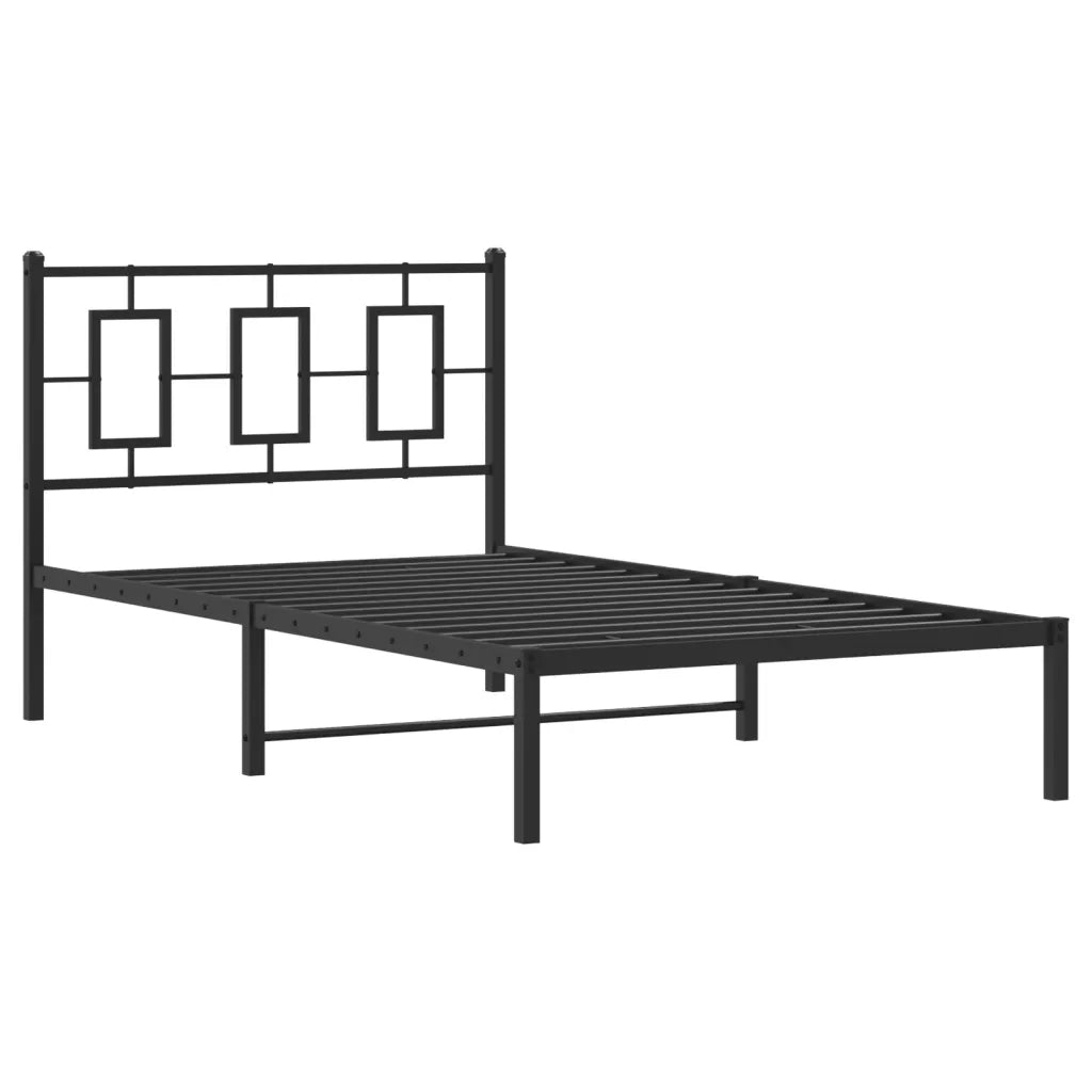Giroletto con Testiera Metallo Nero 100x200 cm 374236