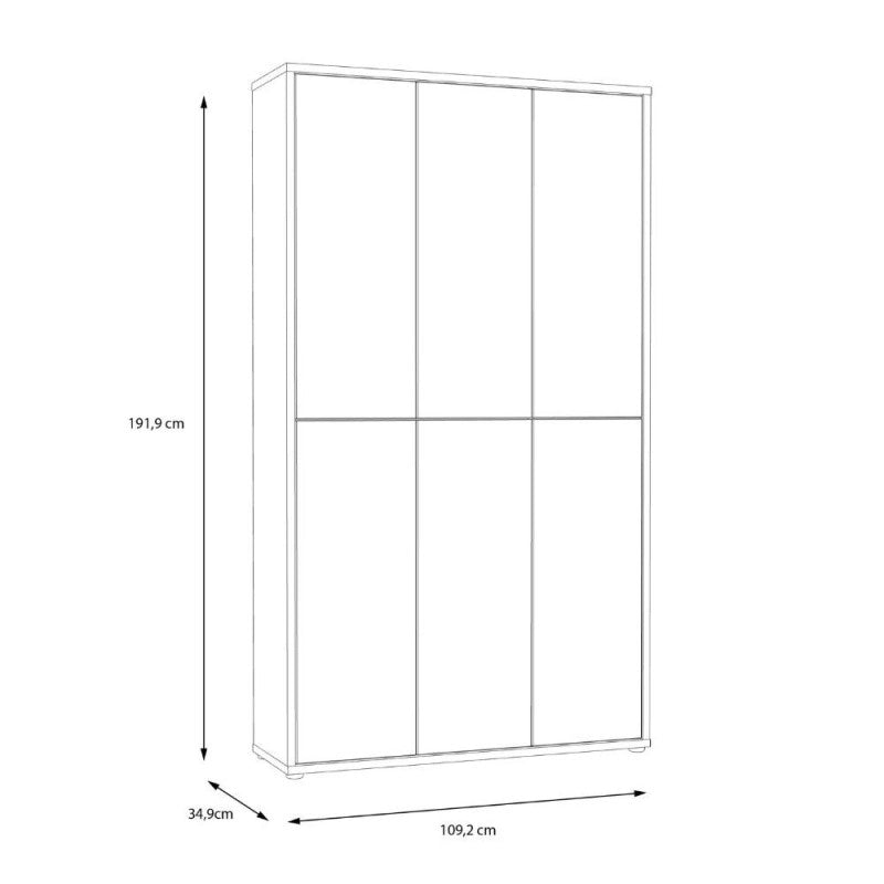 Armadio multiuso Medea 6 ante colore grigio chiaro 109.2x34.9xH191.9 cm.