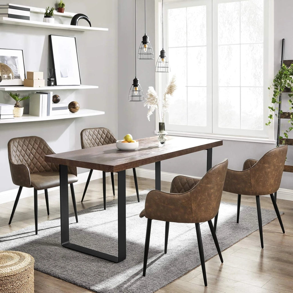 SONGMICS Set di 2 Sedia da Pranzo, Poltroncina, Sedia Imbottita con Braccioli, Rivestimento in PU con Effetto Vintage, per Sala da Pranzo Soggiorno Camera da Letto, Marrone LDC085K02