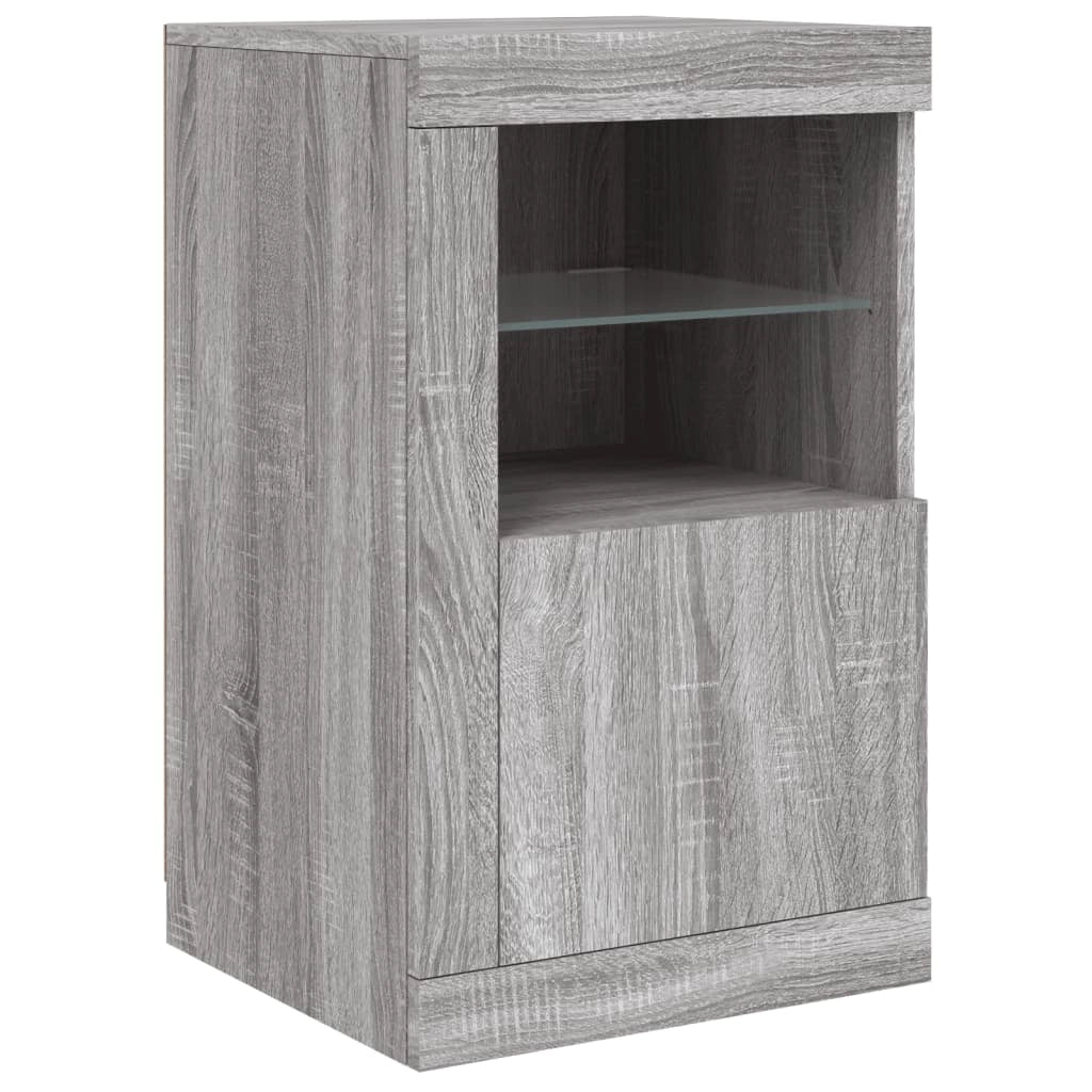 Buffet credenza cassettiera armadio mobile contenitore organizer per cucina soggiorno salotto con luci LED Sonoma 164 x 37 x 67 cm grigio 02_0030060