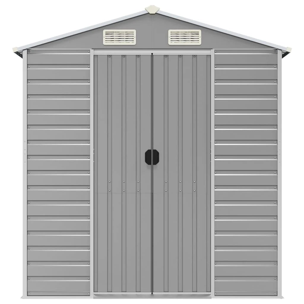 Casetta da giardino cabina ripostiglio casetta da esterno robusta casetta per attrezzi colore chiaro 191 x 385 x 198 cm acciaio zincato grigio 02_0022244