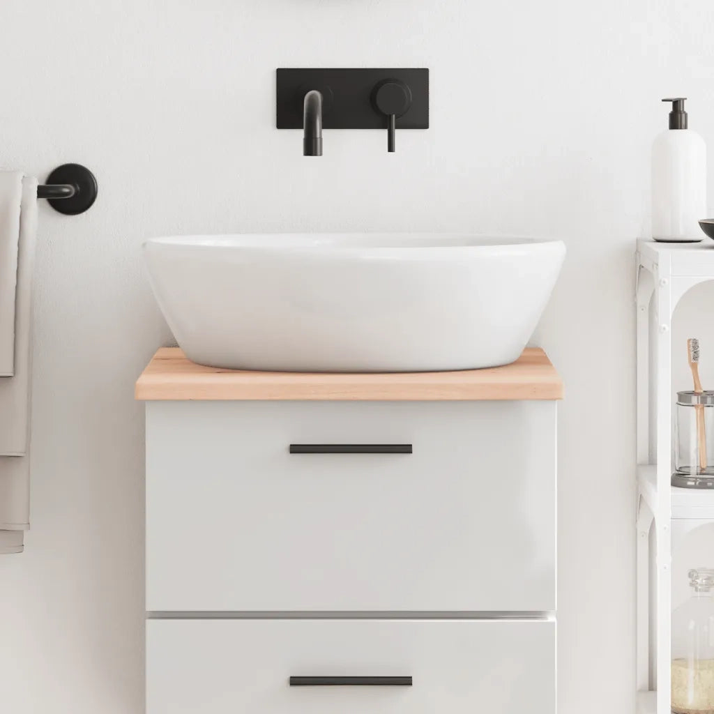 Piano Bagno 40x50x2 cm in Legno Massello Non Trattato 3155999