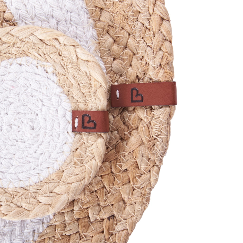 Set di 12 tovagliette e sottobicchieri rotondi in juta di cotone naturale fatti a mano 35/10 cm naturale stile boho