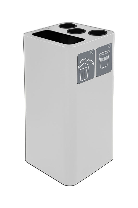 Pattumiera a Bidone da 100 L 38,3x38,3x82,5 cm 3 Scomparti Tubolari e 1 Scomparto Gettacarta in Acciaio Verniciato