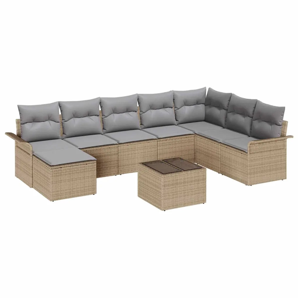 Set Divano da Giardino con cuscino 9 pcs Nero Poly Rattan 3354159
