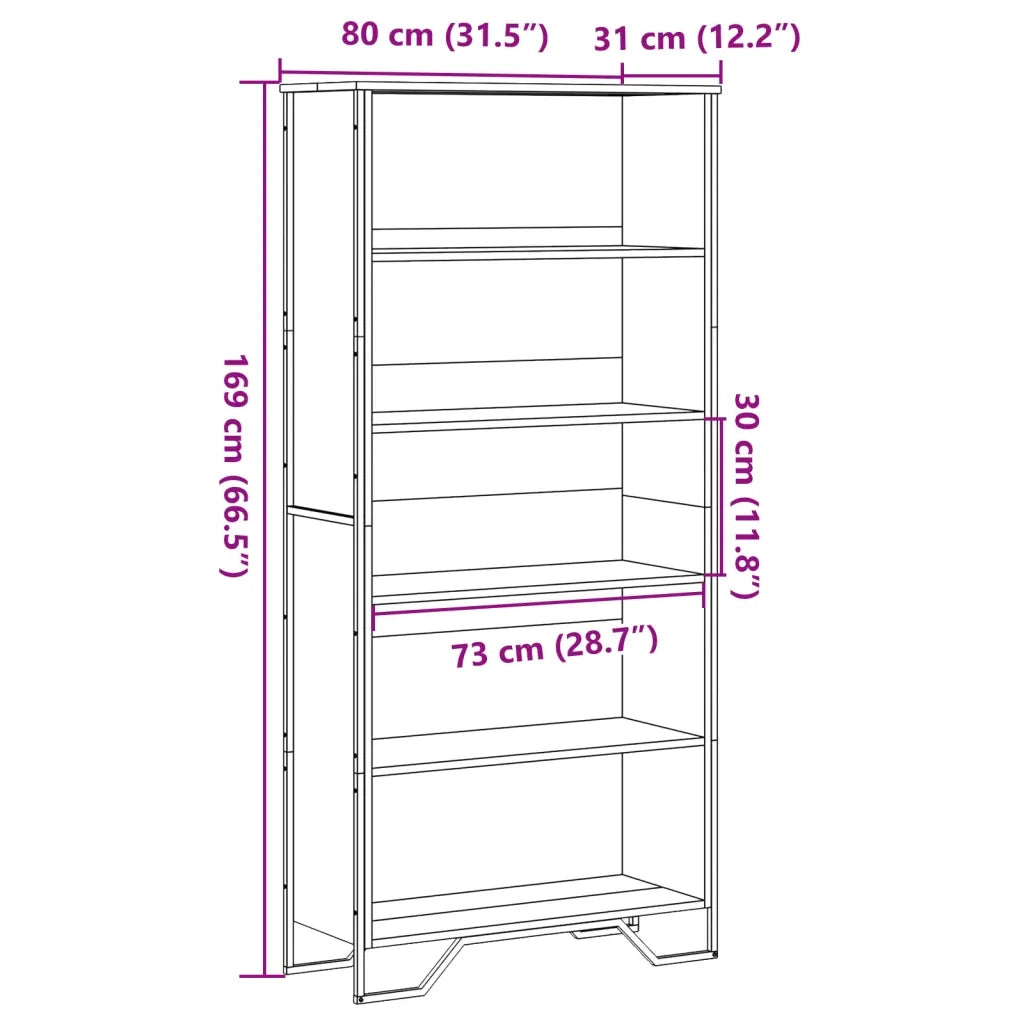 Libreria Rovere Sonoma 80x31x169 cm in Truciolato 3295313
