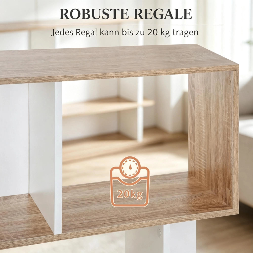 LIBRERIA S a 5 ripiani 60x24x184,5 cm Rovere/Bianco