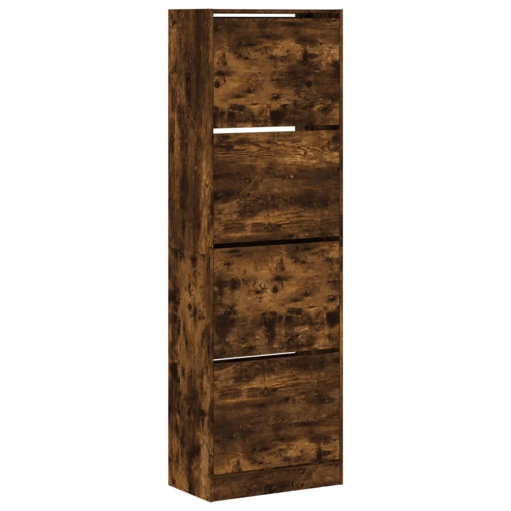 Scarpiera mobile contenitore per scarpe mobile per ingresso/corridoio/soggiorno 4 cassetti a ribalta marrone fumé 02_0021364