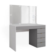 Vicco Tavolo da toeletta Bianco/grigio/grigio 115 cm con illuminazione a LED