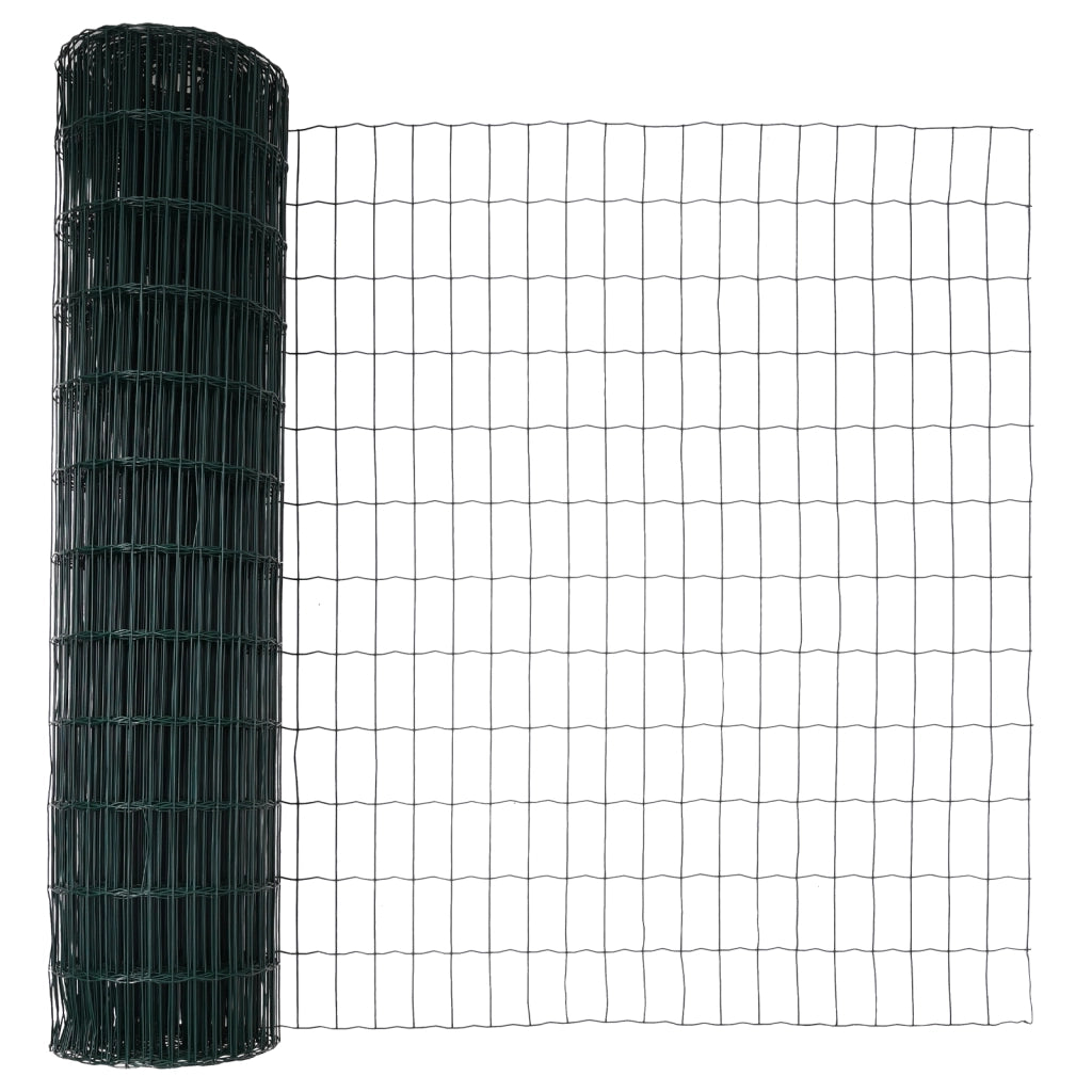Euro Fence con 7 Pali 1.4x10 m Acciaio Zincato Verde