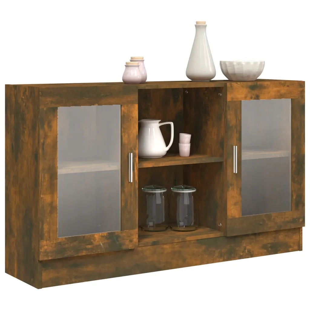 Mobile Vetrina Rovere Fumo 120x30,5x70 cm in Legno Multistrato 815627