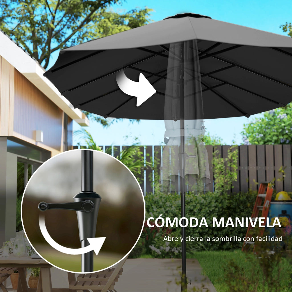 Ombrellone doppio per esterno 4x2,2 m ¨C zephmum ¨C grigio scuro, impermeabile, protezione UV30+