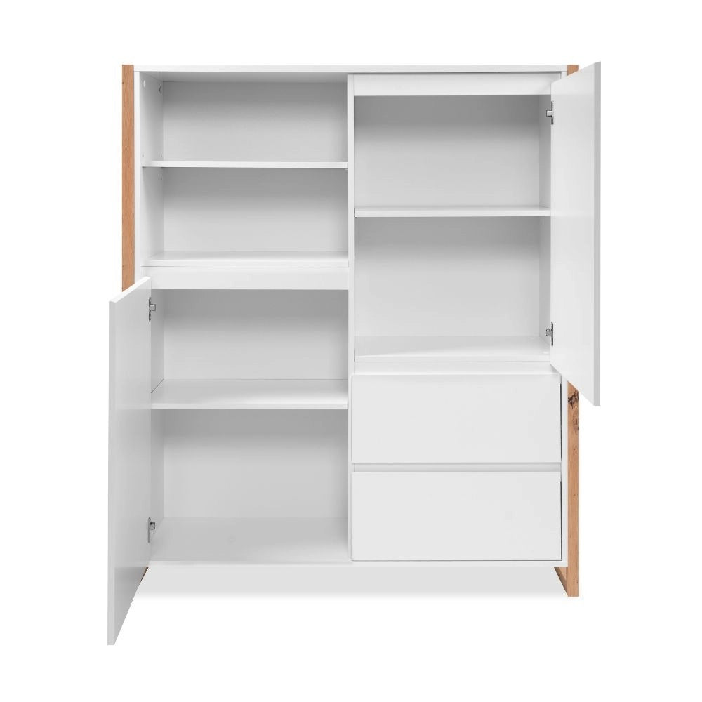 Credenza alta L120XP40XH140 New Denver51 colore bianco e rovere