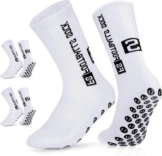 Sokker Antiscivolo per Uomini 2 Paia - 46-50 - Sokker Antiscivolo per Calcio, Pallacanestro, Corse, Ciclismo, Tennis - Bianco