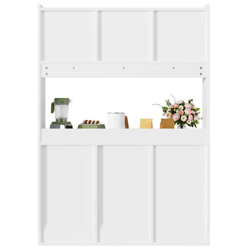 Credenza Dispensa Alta con Ripiani Regolabili e LED per Cucina e Sala da Pranzo in MDF Bianca 120 x 35 x 167 cm