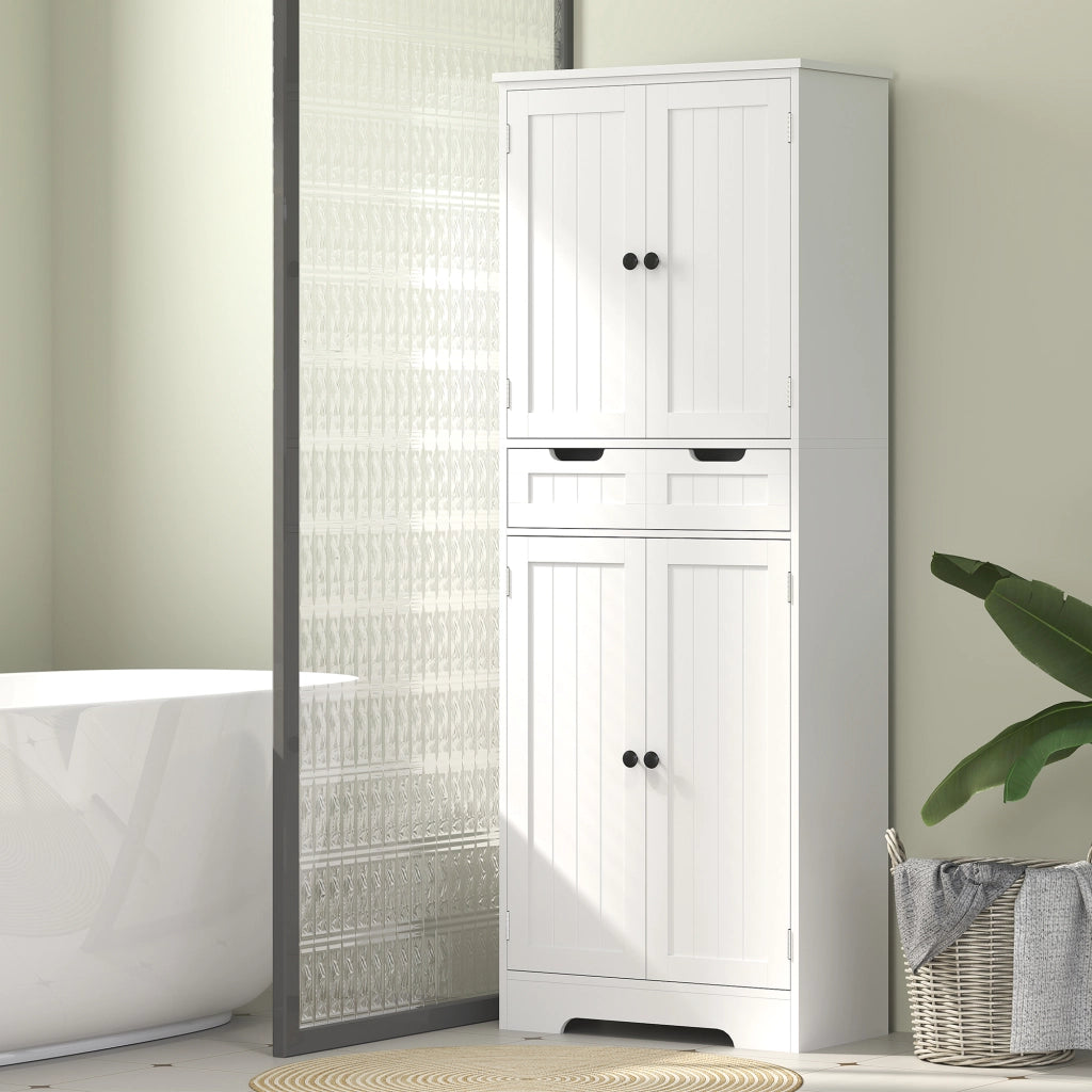 Mobile da bagno con cassetto, ante e ripiano regolabile ¨C Zephmum ¨C Bianco 60x30x160 cm