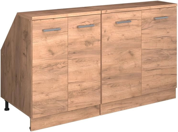 Set di mobili sottotetto Rion, Quercia dorata, 140 cm Set di 2 carcasse armadio profondità 60 cm, adatto per il salvaspazio sotto tetti spioventi