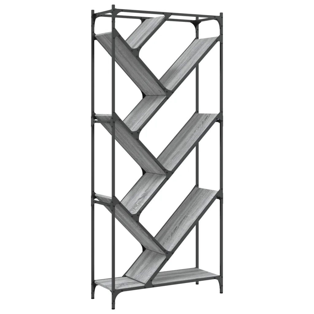 Libreria Grigio Sonoma 79x30x180cm Legno Multistrato e Metallo 845434