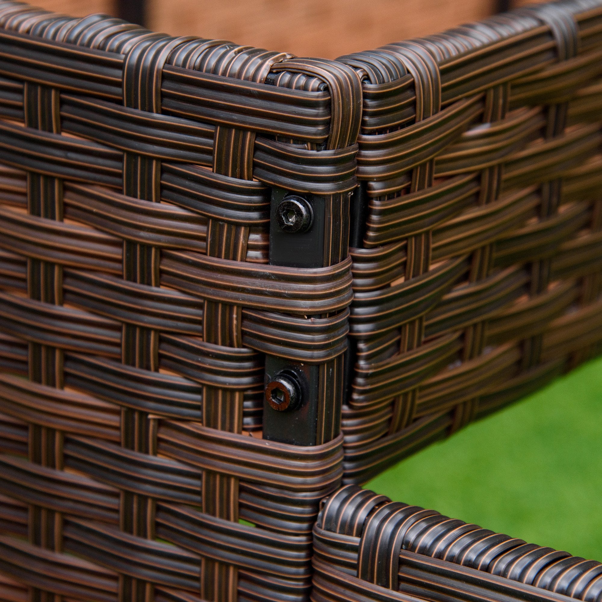 EASYCOMFORT  Orto Rialzato a 3 Livelli in Rattan Sintetico senza Fondo per Piante e Verdure, 120x120x40cm, Grigio