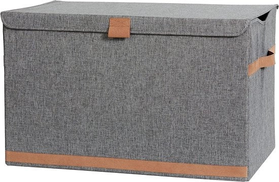 Scatola di archiviazione Premium con coperchio - Cassa di alta qualità in tessuto - Dimensioni extra grandi e robuste - Grigio - 62x375x39 cm