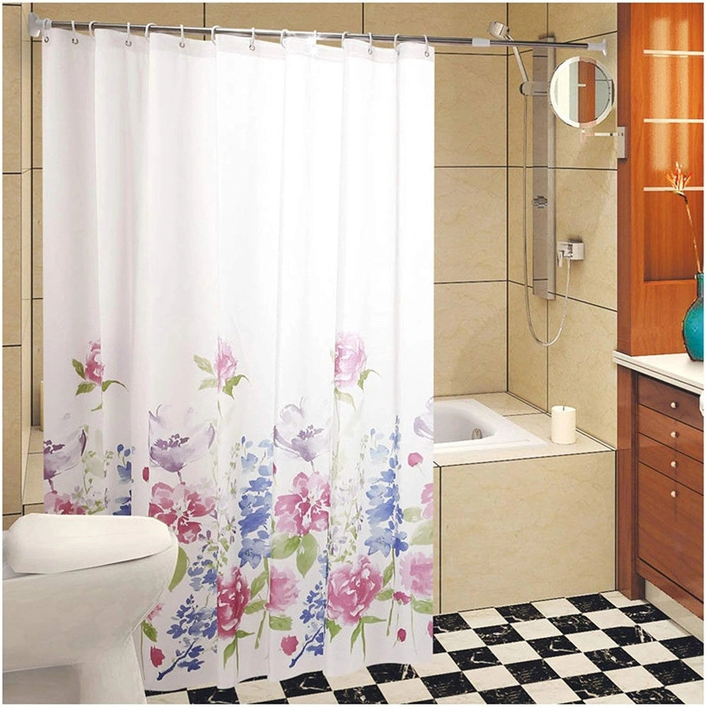 Trade Shop - Tenda Per Doccia Bagno Stampa Garden Fiori Floreale 240x200cm Con 12 Ganci 87570 -