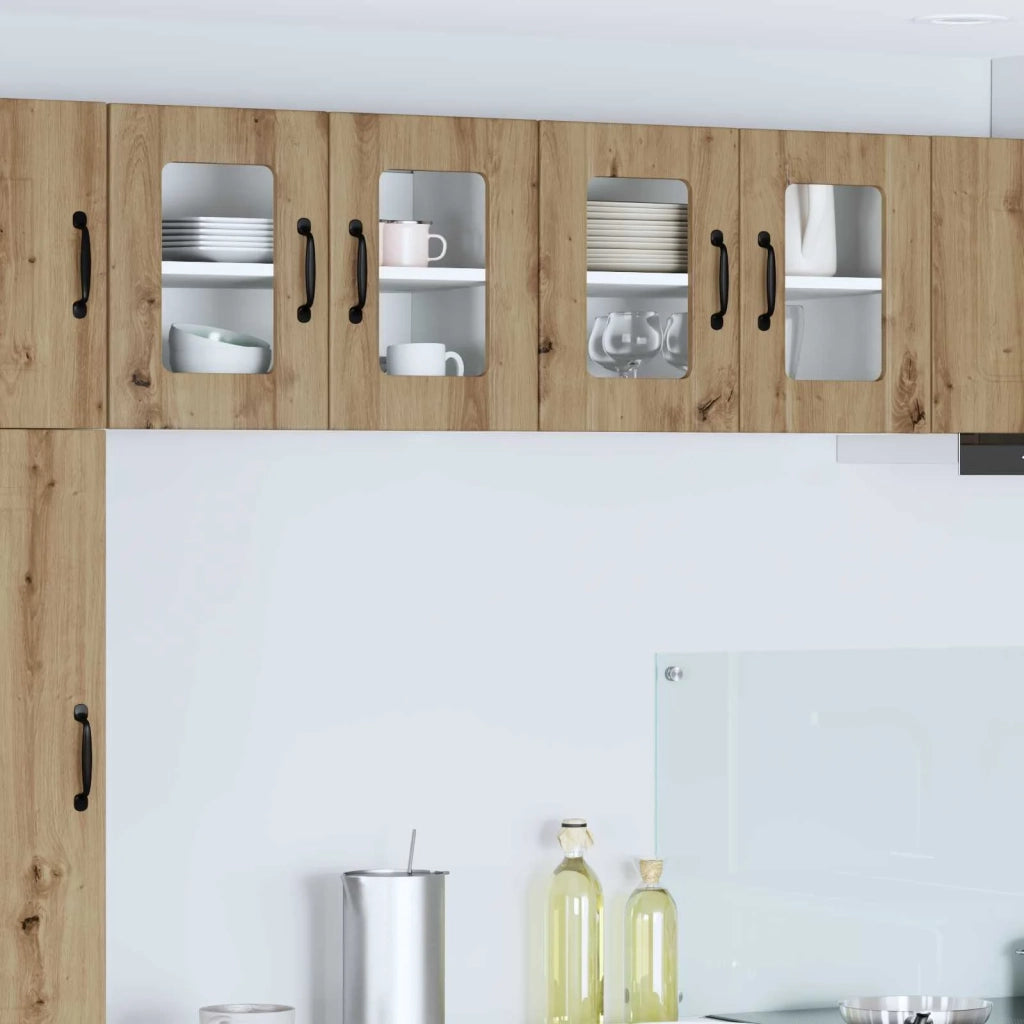 Pensile da cucina | Mobile in vetro da parete LUCCA 2 pz Rovere Artigianale
