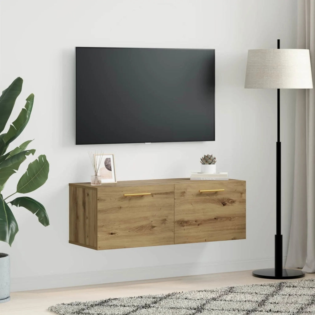 Armadietto a muro rovere artigianale 100 x 36.5 x 35 cm