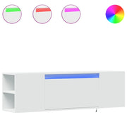 Mobile TV multimediale mensola TV credenza mobile TV sala da pranzo soggiorno camera da letto montaggio a parete con luci LED 135 x 31 x 39,5 cm bianco 02_0027862