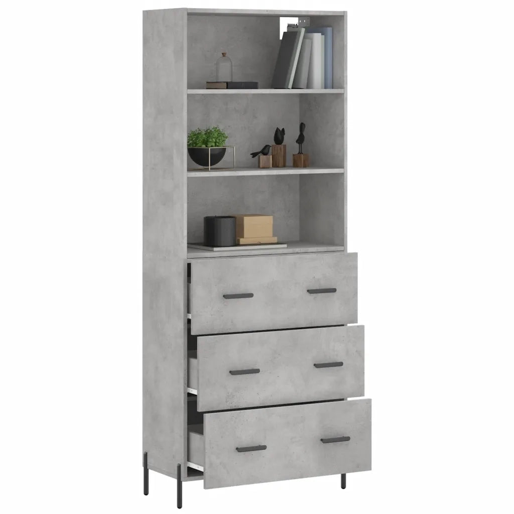 Credenza Grigio Cemento 69,5x34x180 cm in Legno Multistrato 3189393