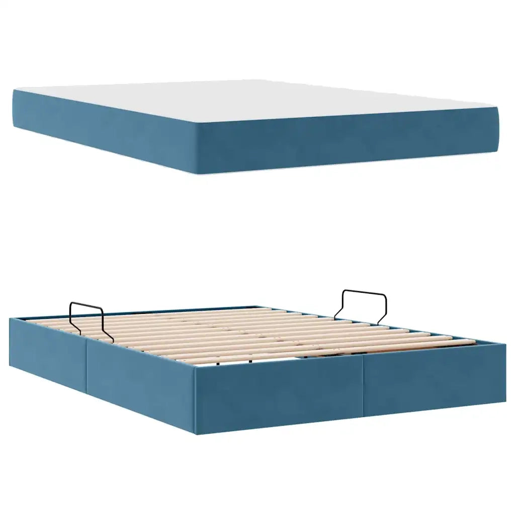 Letto con contenitore e materasso Blu Scuro 140 x 200 cm 3399728