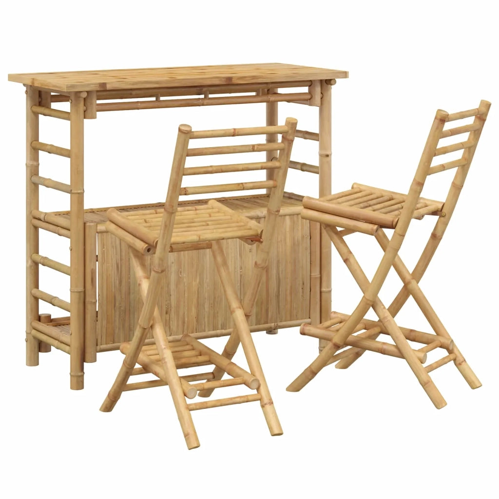 Tavolo da bar e sgabelli da esterno 3 pz Naturale Bambù 3469656