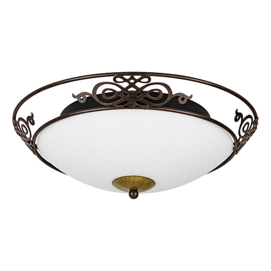 Plafoniera Classico Mestre Acciaio Marrone Anticato 2 Luci E27