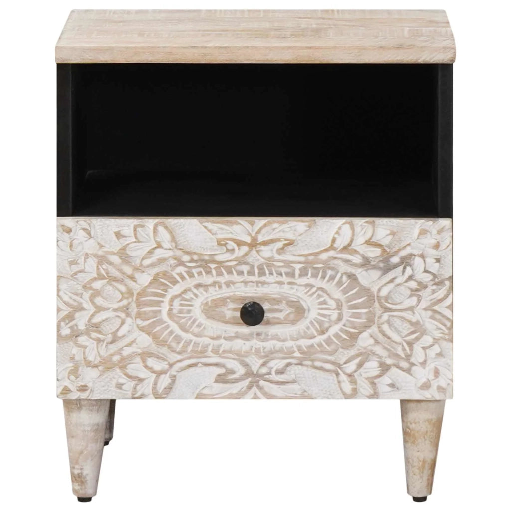 Mobiletto da Letto con cassetto Bianco 40 x 33 x 46 cm 4018374
