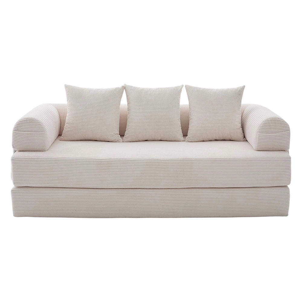 Divano pieghevole - Xylo - Struttura metallica, 3 cuscini, beige