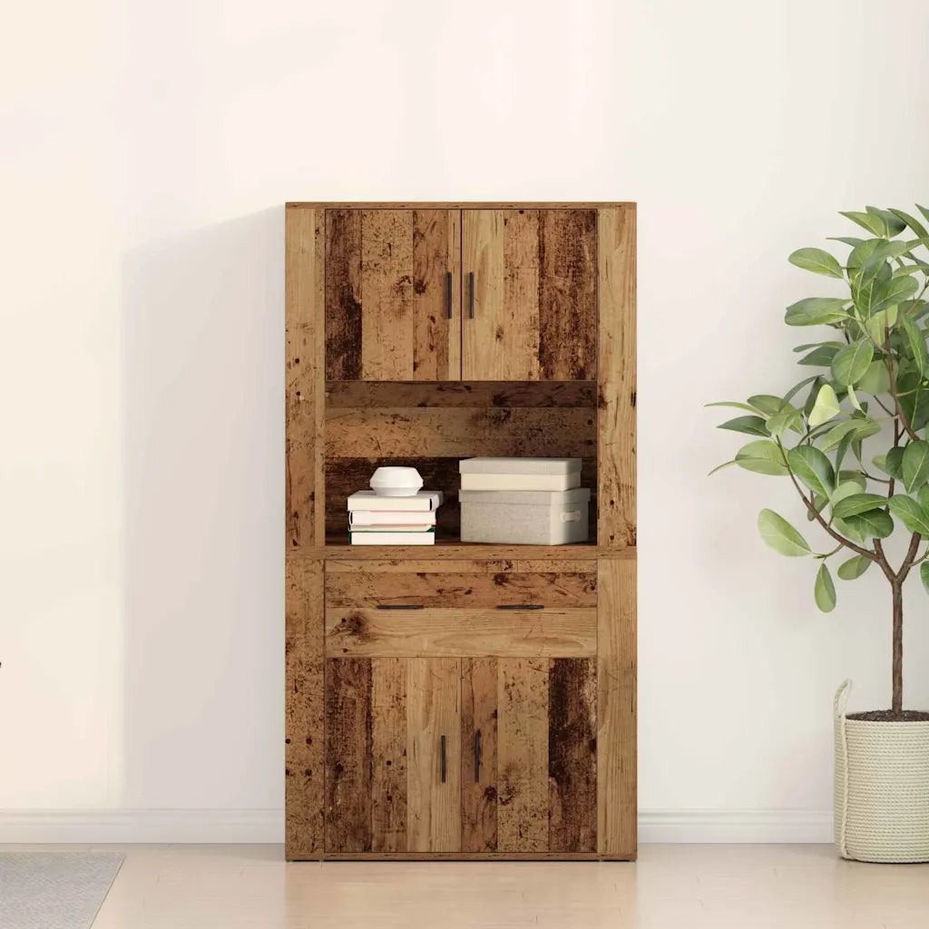 Credenza | Highboard Legno vecchio 80 x 33 x 150 cm Legno multistrato