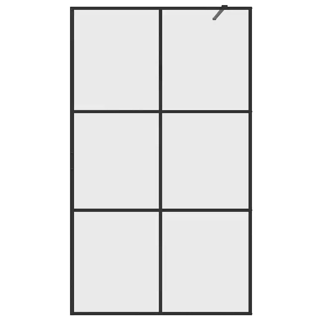 Parete per Doccia Walk-in Vetro Trasparente ESG 115x195cm Nera 151026