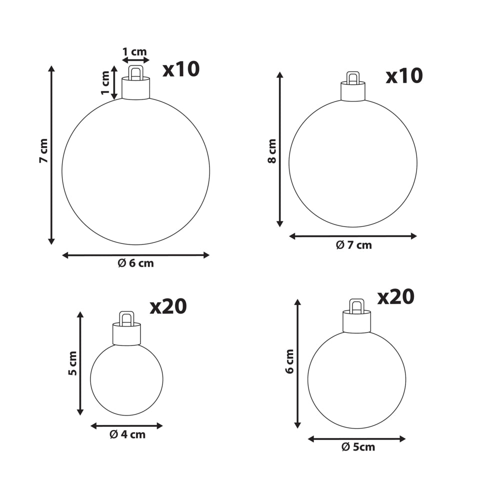 Set di 60 palline di Natale in plastica argentata Decorazioni da appendere Stile tradizionale Palline di Natale Albero di Natale