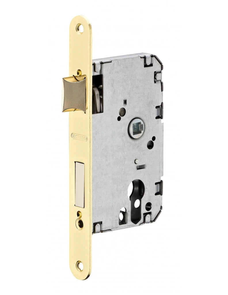 Cassa serratura per cilindro europeo, asse 50 mm, frontale ottonato – THIRARD