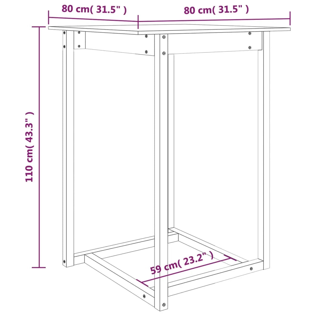 Tavolo da Bar 80x80x110 cm in Legno Massello di Pino cod mxl 20938