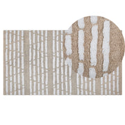 Tappeto Shaggy in cotone beige 120 x 180 cm intrecciato a mano pelo lungo Boho Camera da letto