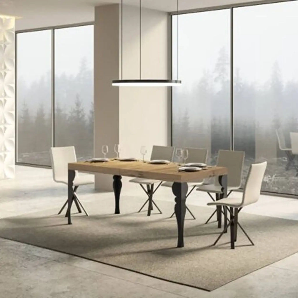 Tavolo allungabile 200/460x90 cm Paxon colore quercia natura gambe antracite